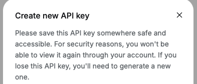 DeepSeek key creation dialog showing the key and copy button